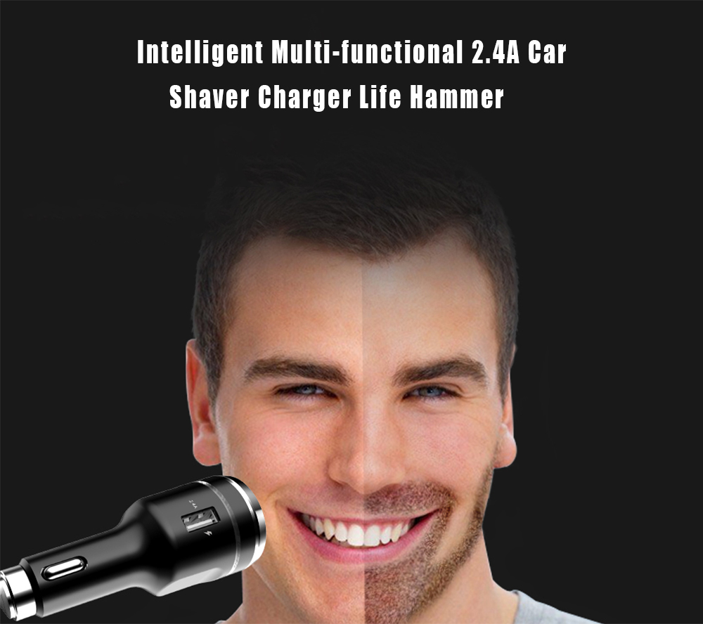 Multi-functional 2.4A Car Shaver Charger Life Hammer with LED Light Multi-functional 2.4A Car Shaver Charger Life Hammer with LED Light