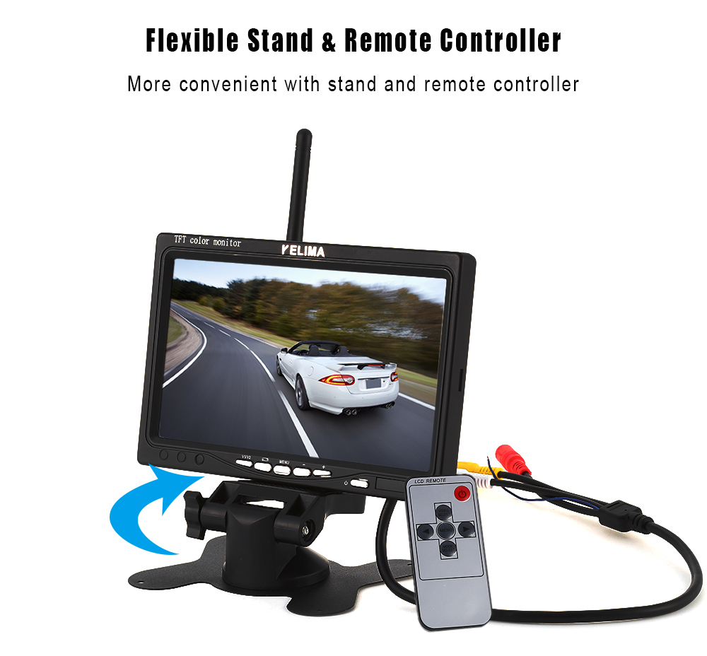 KELIMA 7 inch Car Display 18 LED Monitor Camera Support Rearview Camera Input KELIMA 7 inch Car Display 18 LED Monitor Camera Support Rearview Camera Input