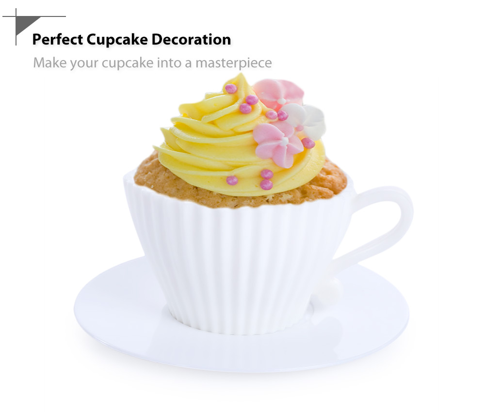 4pcs Silicone Cupcake Muffin Baking Mold Cups with Tea Saucers 4pcs Silicone Cupcake Muffin Baking Mold Cups with Tea Saucers