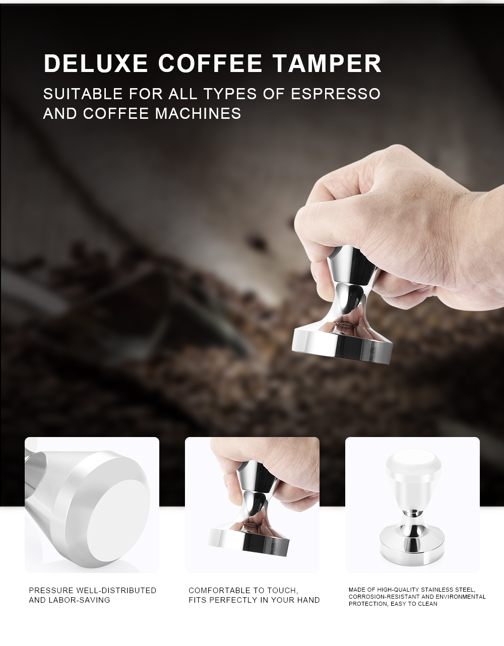 51mm Stainless Steel Coffee Bean Tamper Espresso Press Tool 51mm Stainless Steel Coffee Bean Tamper Espresso Press Tool