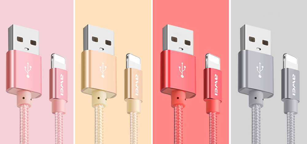 Awei CL - 988 8 Pin 5V 2A Mini Nylon Braided Charge Data Transfer Cable 0.3m Awei CL - 988 8 Pin 5V 2A Mini Nylon Braided Charge Data Transfer Cable 0.3m