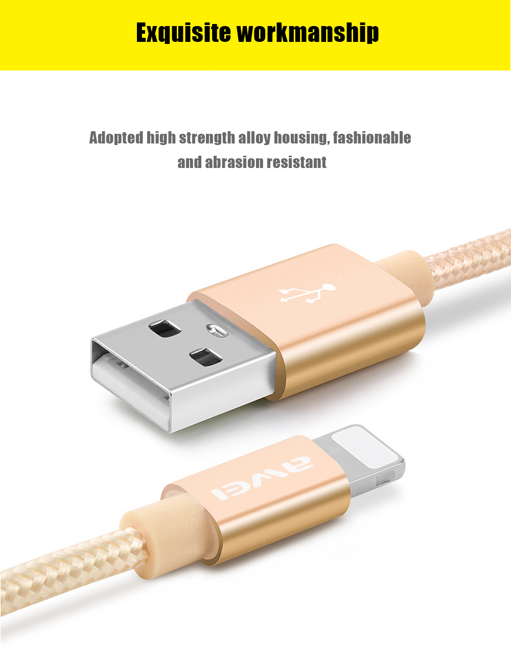 Awei CL - 988 8 Pin 5V 2A Mini Nylon Braided Charge Data Transfer Cable 0.3m Awei CL - 988 8 Pin 5V 2A Mini Nylon Braided Charge Data Transfer Cable 0.3m