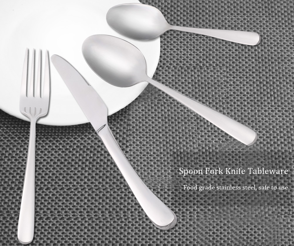 4pcs Portable Stainless Steel Spoon Fork Knife Tableware 4pcs Portable Stainless Steel Spoon Fork Knife Tableware