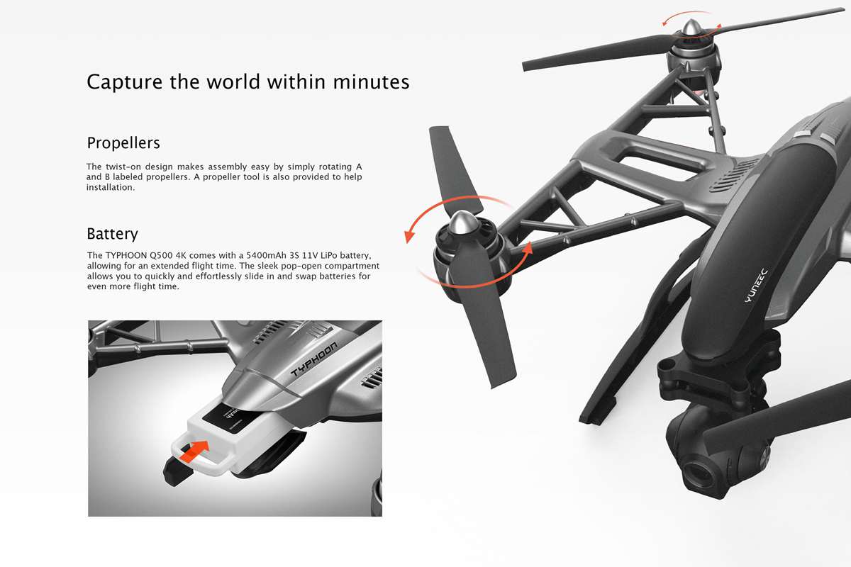 Yuneec Typhoon Q500 FPV 5.8G 10CH RC Quadcopter with 4K Camera / CGO3 3 Axis Gimbal Yuneec Typhoon Q500 FPV 5.8G 10CH RC Quadcopter with 4K Camera / CGO3 3 Axis Gimbal