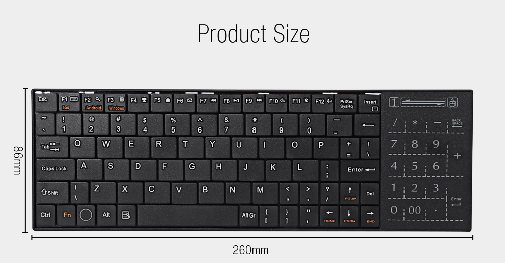 iPazzPort KP - 810 - 25BTT Wireless Bluetooth  Keyboard Touchpad