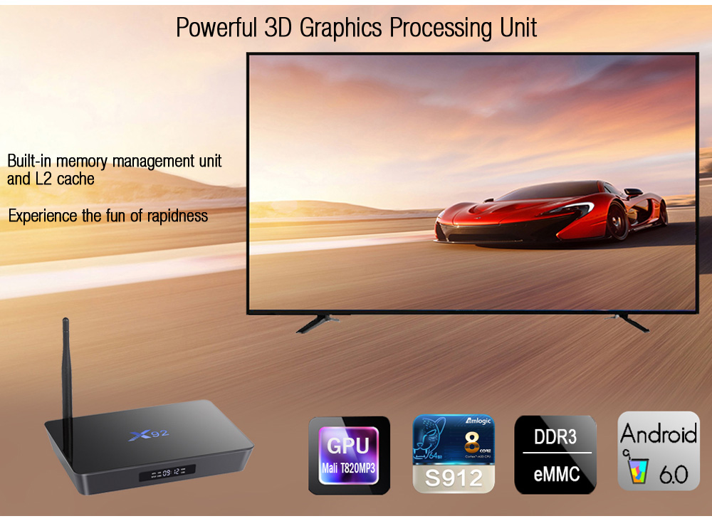 X92 TV Box Amlogic S912 Octa-core Cortex-A53 Real-time Display Online Player 2.4GHz / 5.8GHz WiFi HD Connectivity X92 TV Box Amlogic S912 Octa-core Cortex-A53 Real-time Display Online Player 2.4GHz / 5.8GHz WiFi HD Connectivity