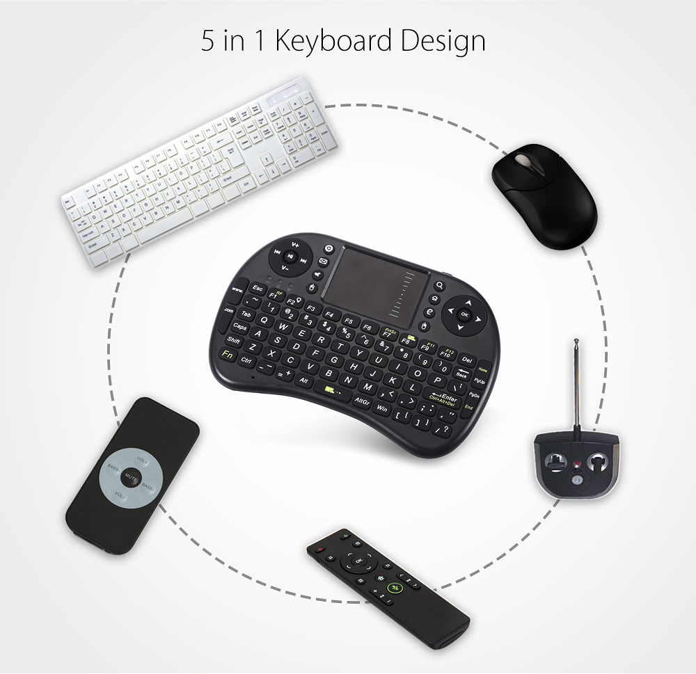 Backlight Mini Keyboard Handheld Touchpad Mouse English Version with 92 Keys