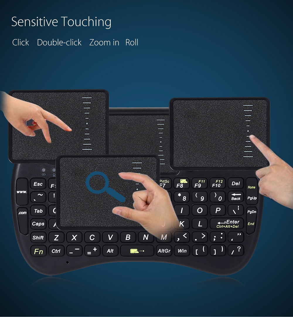 Backlight Mini Keyboard Handheld Touchpad Mouse English Version with 92 Keys