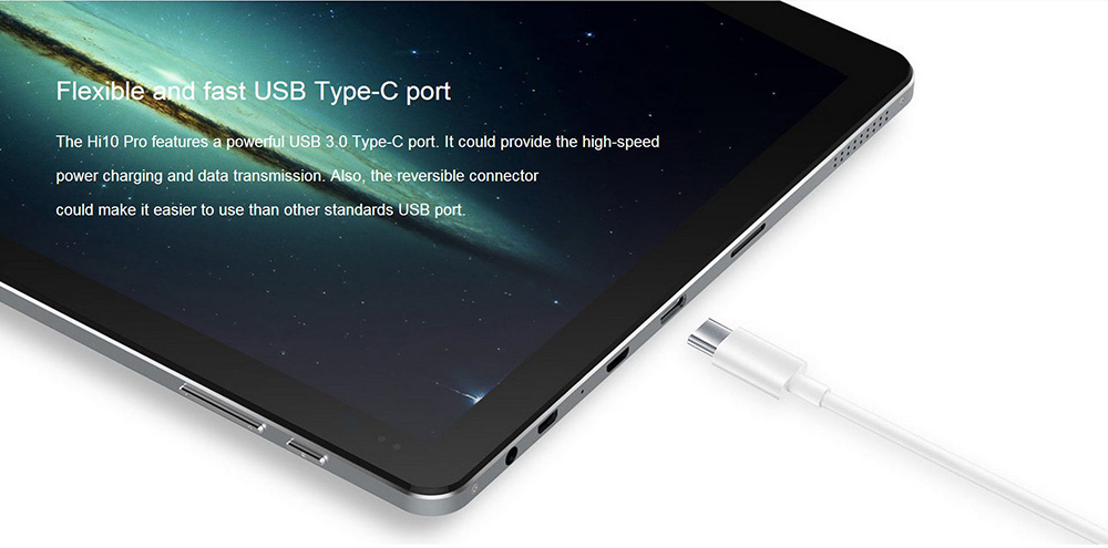 CHUWI Hi10 Pro 2 in 1 Ultrabook Tablet PC 10.1 inch Windows 10 + Android 5.1 IPS Screen Intel Cherry Trail Z8350 64bit Quad Core 1.44GHz 4GB RAM 64GB ROM Dual Cameras Stylus Function with Keyboard