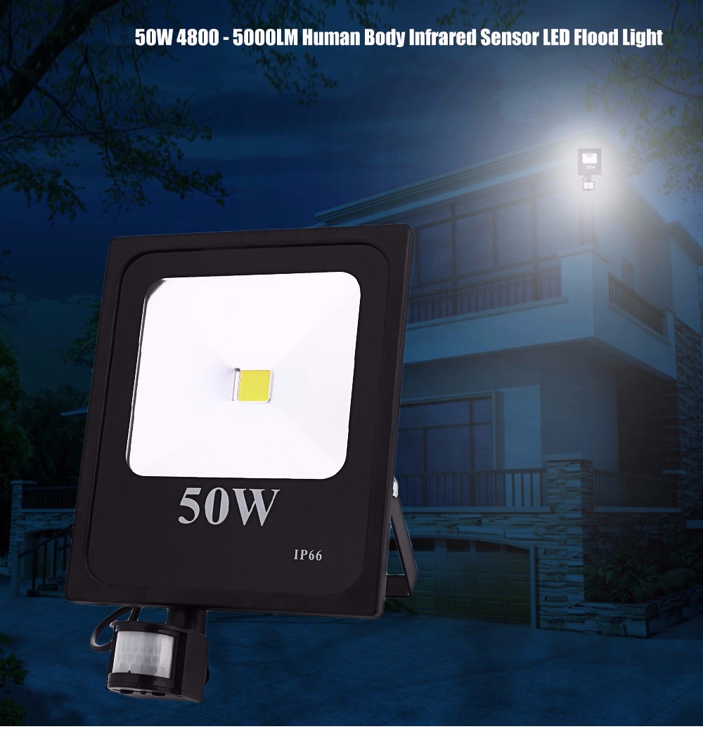 AC 85 - 265V 50W 4800 - 5000LM Human Body Infrared Sensor LED Flood Light Garden Lamp AC 85 - 265V 50W 4800 - 5000LM Human Body Infrared Sensor LED Flood Light Garden Lamp