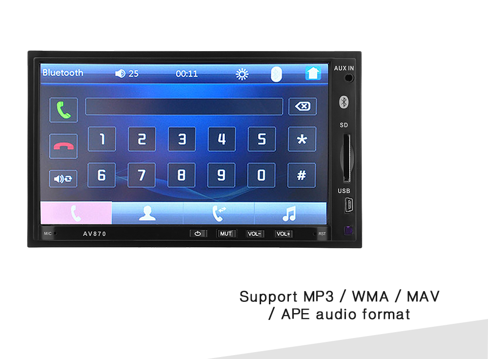 AV870B 12V Car DVD Radio RDS MP5 Player 7 inch with Bluetooth 2.1 FM AV870B 12V Car DVD Radio RDS MP5 Player 7 inch with Bluetooth 2.1 FM