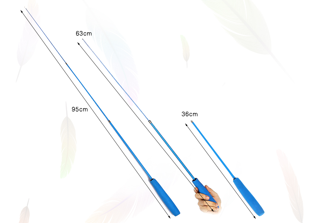 Retractable Interactive Cat Wand Teaser Toy with 2 Feathers Retractable Interactive Cat Wand Teaser Toy with 2 Feathers