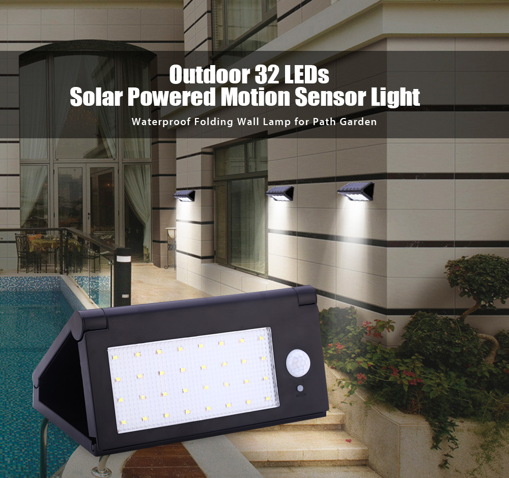 Outdoor 32 LEDs Solar Powered Motion Sensor Light Waterproof Folding Wall Lamp for Path Garden Outdoor 32 LEDs Solar Powered Motion Sensor Light Waterproof Folding Wall Lamp for Path Garden