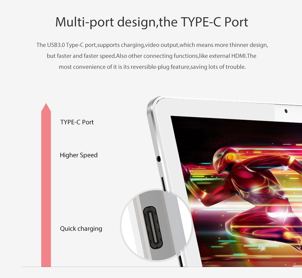 Cube Mix Plus 2 in 1 Tablet PC 10.6 inch Windows 10 IPS Capacitive Screen Intel Kaby Lake Core M3-7Y30 Dual Core 1.61GHz 4GB RAM 128GB SSD 2.0MP + 5.0MP Cameras Bluetooth 4.0 OTA OTG