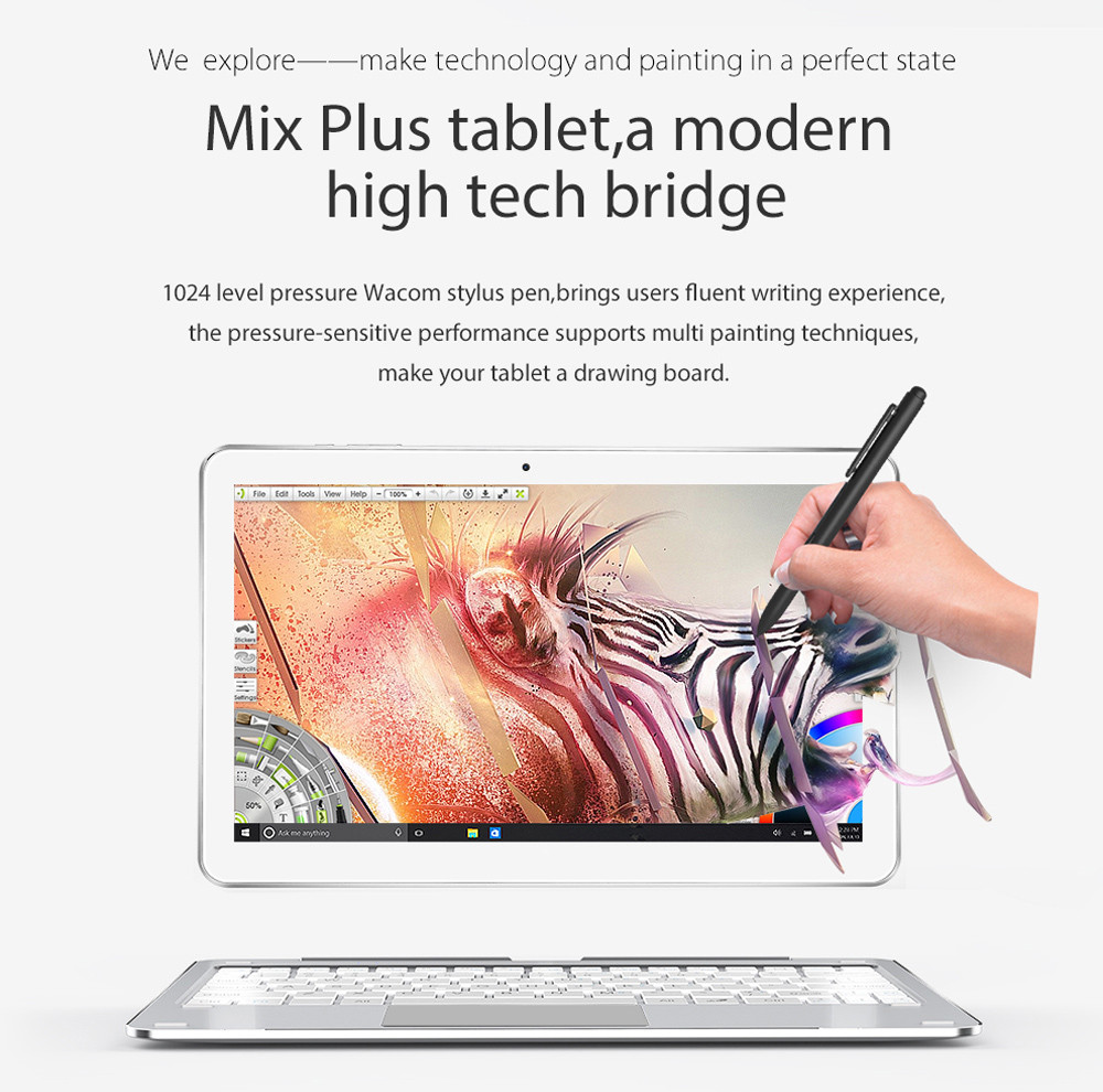 Cube Mix Plus 2 in 1 Tablet PC 10.6 inch Windows 10 IPS Capacitive Screen Intel Kaby Lake Core M3-7Y30 Dual Core 1.61GHz 4GB RAM 128GB SSD 2.0MP + 5.0MP Cameras Bluetooth 4.0 OTA OTG