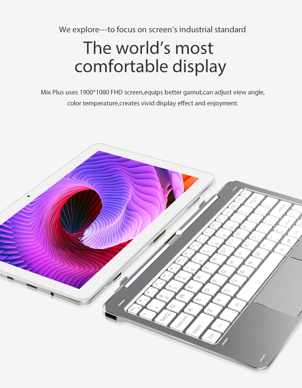 Cube Mix Plus 2 in 1 Tablet PC 10.6 inch Windows 10 IPS Capacitive Screen Intel Kaby Lake Core M3-7Y30 Dual Core 1.61GHz 4GB RAM 128GB SSD 2.0MP + 5.0MP Cameras Bluetooth 4.0 OTA OTG