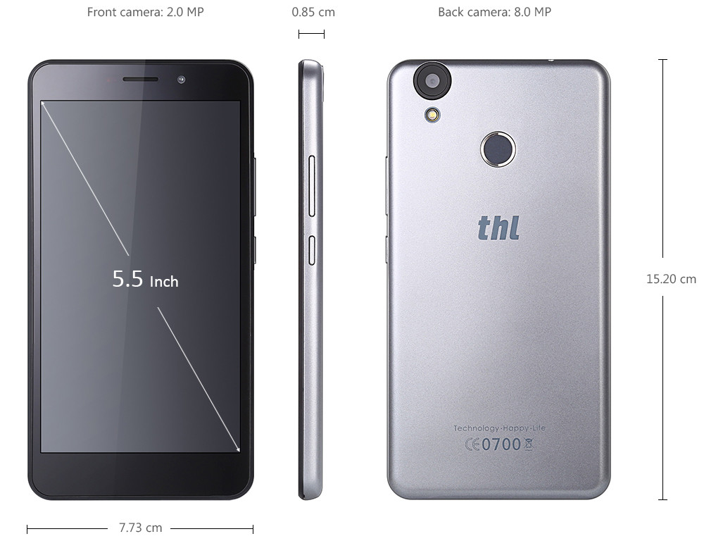 THL T9 Pro Android 6.0 5.5 inch 4G Phablet MTK6737 Quad Core 1.3GHz 2GB RAM 16GB ROM Fingerprint Scanner Bluetooth 4.0 GPS