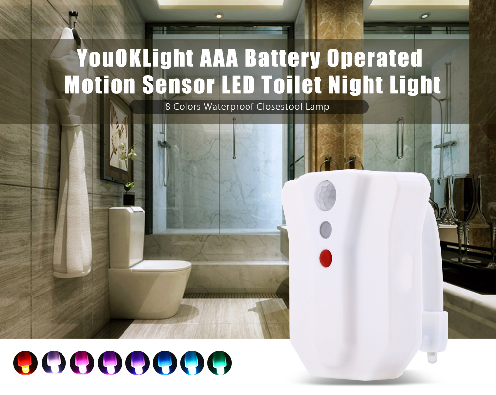 YouOKLight AAA Battery Operated Motion Sensor LED Toilet Night Light 8 Colors Waterproof Closestool Lamp YouOKLight AAA Battery Operated Motion Sensor LED Toilet Night Light 8 Colors Waterproof Closestool Lamp