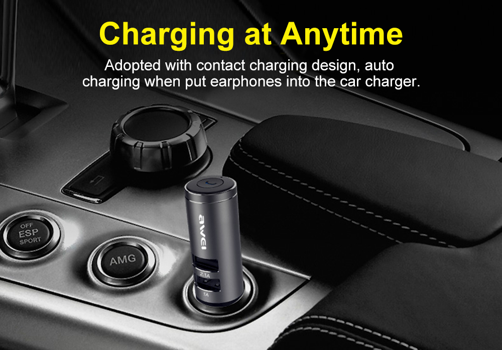 AWEI A870BL Bluetooth V4.1 Hands-free Headset Dual USB Car Charger Earphones AWEI A870BL Bluetooth V4.1 Hands-free Headset Dual USB Car Charger Earphones