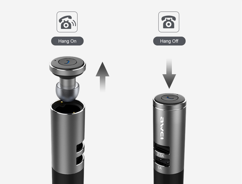 AWEI A870BL Bluetooth V4.1 Hands-free Headset Dual USB Car Charger Earphones AWEI A870BL Bluetooth V4.1 Hands-free Headset Dual USB Car Charger Earphones