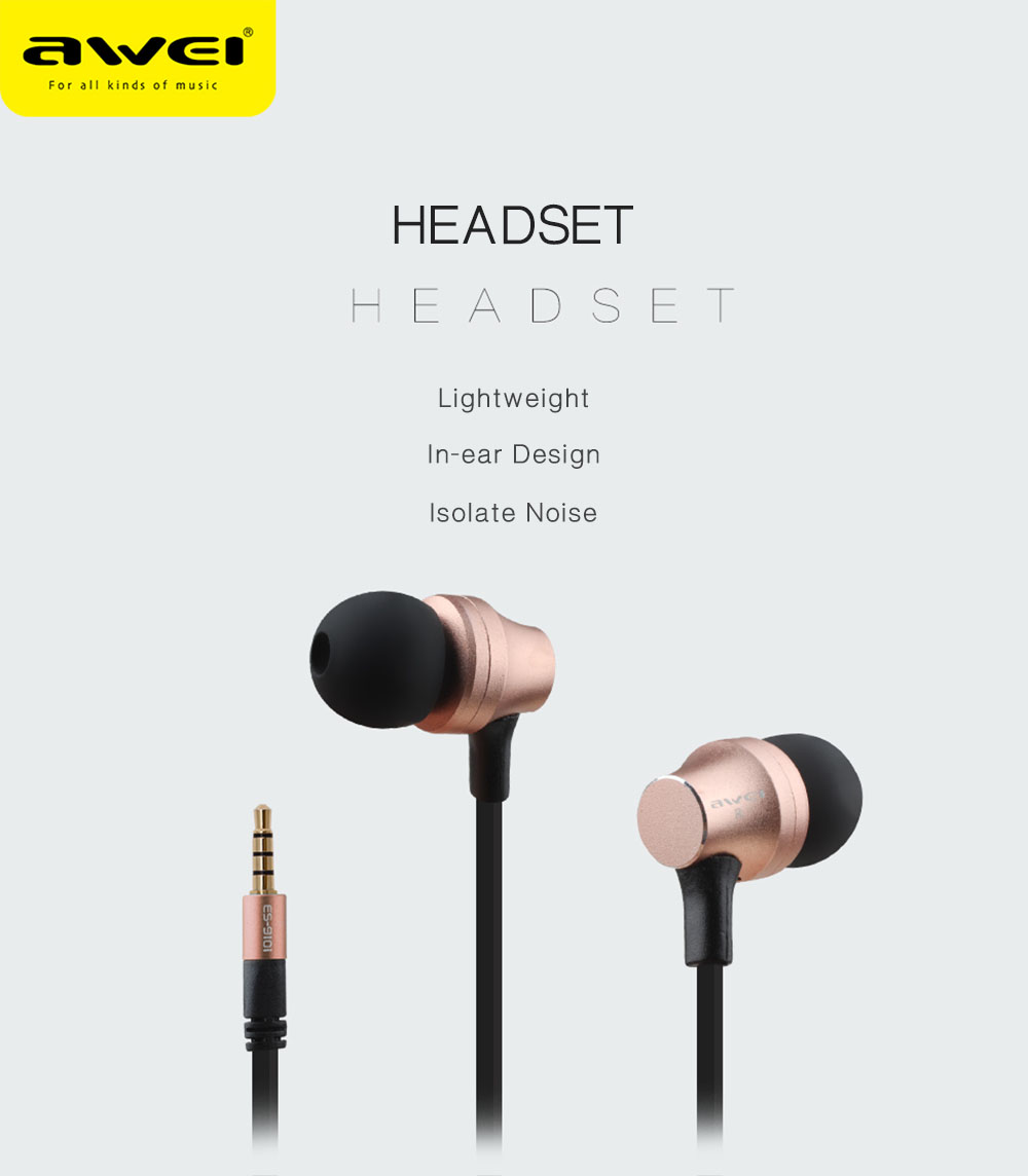 AWEI ES910i 3.5MM Plug Stereo Music Earphones Headphones AWEI ES910i 3.5MM Plug Stereo Music Earphones Headphones