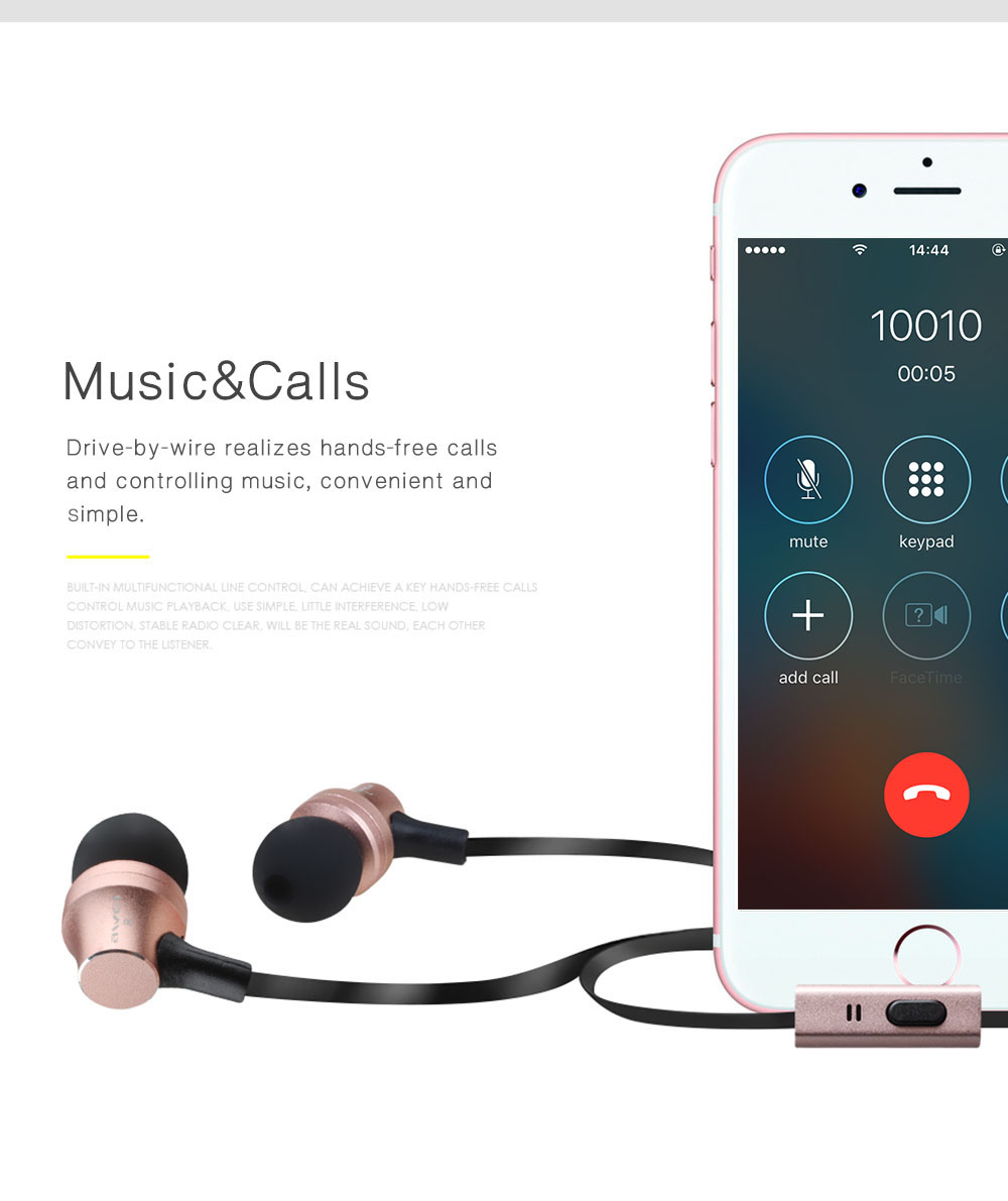 AWEI ES910i 3.5MM Plug Stereo Music Earphones Headphones AWEI ES910i 3.5MM Plug Stereo Music Earphones Headphones