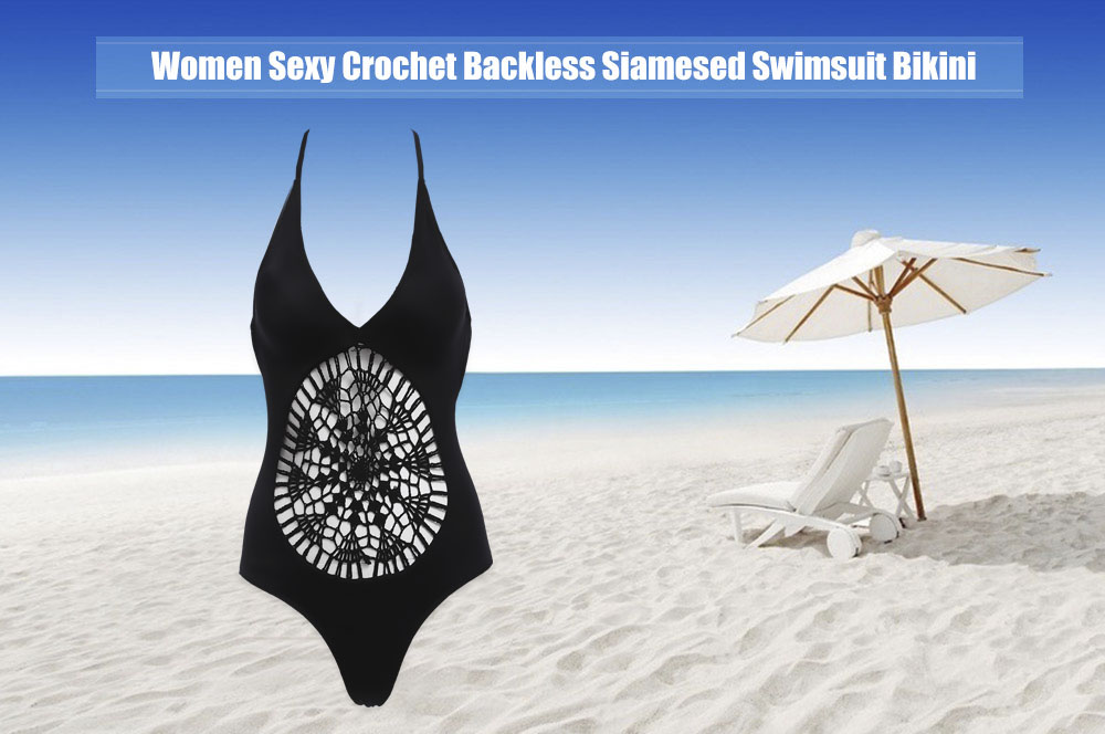 Women Sexy Crochet Backless Siamesed Swimsuit Swimwear Bathing Suit Monokini Bikini