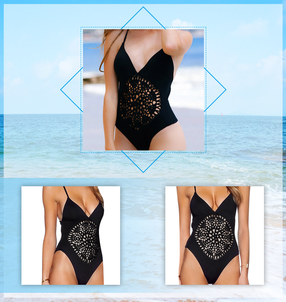 Women Sexy Crochet Backless Siamesed Swimsuit Swimwear Bathing Suit Monokini Bikini