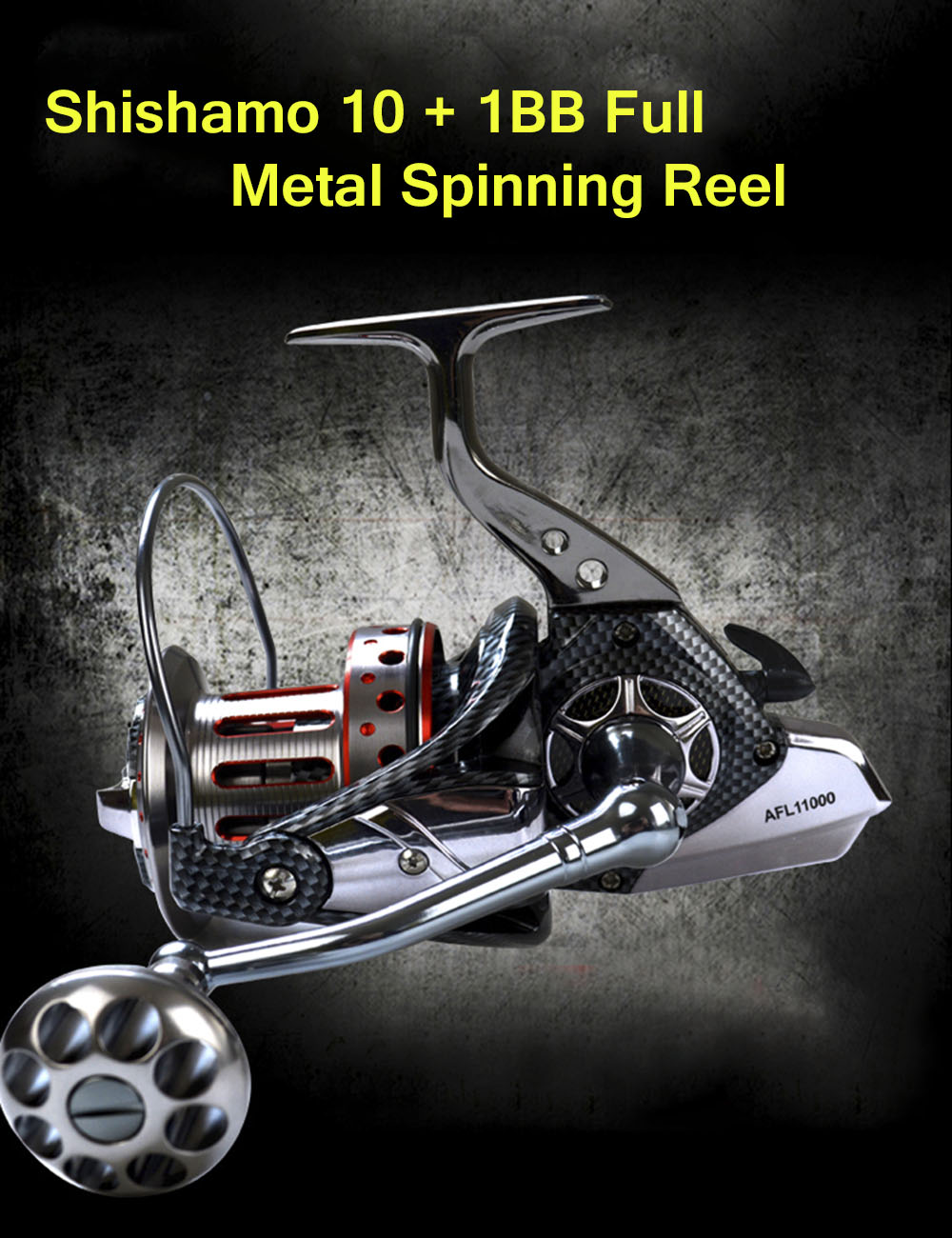 SHISHAMO Big 4.7:1 Full Metal Fishing Spinning Reel with Foldable Handle SHISHAMO Big 4.7:1 Full Metal Fishing Spinning Reel with Foldable Handle