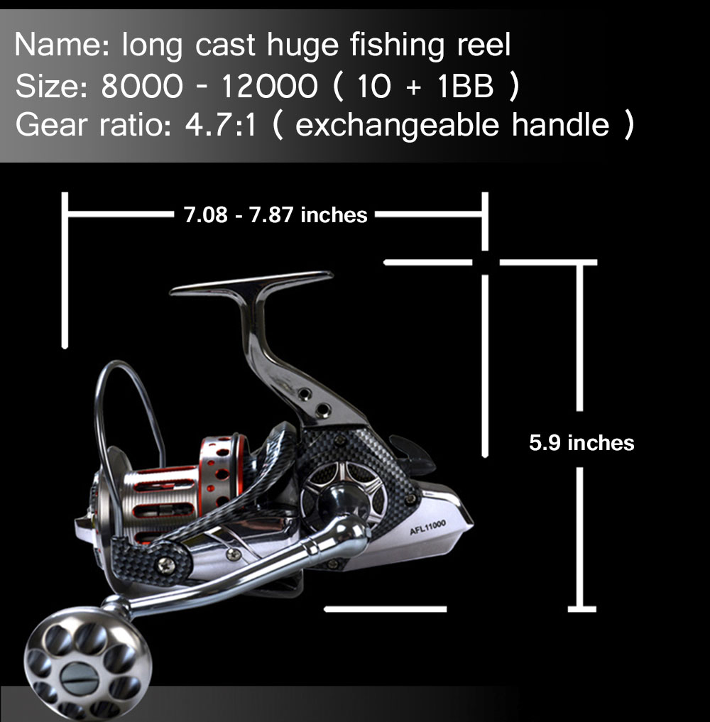 SHISHAMO Big 4.7:1 Full Metal Fishing Spinning Reel with Foldable Handle SHISHAMO Big 4.7:1 Full Metal Fishing Spinning Reel with Foldable Handle