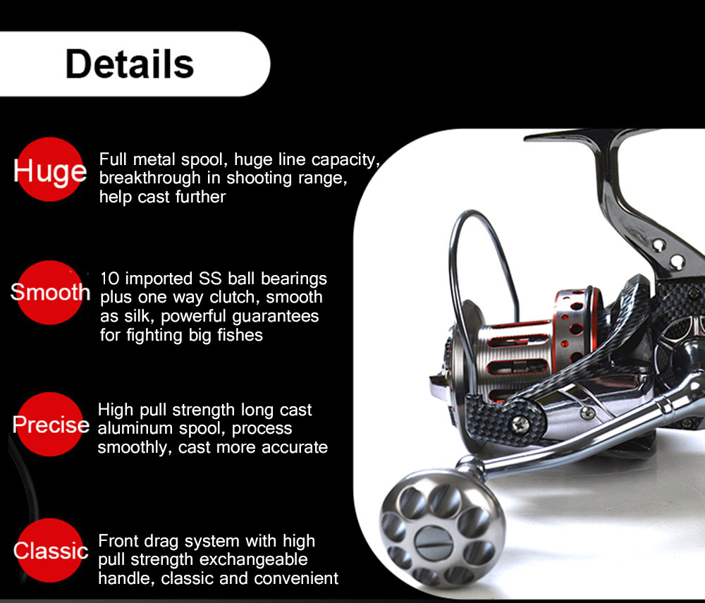 SHISHAMO Big 4.7:1 Full Metal Fishing Spinning Reel with Foldable Handle SHISHAMO Big 4.7:1 Full Metal Fishing Spinning Reel with Foldable Handle