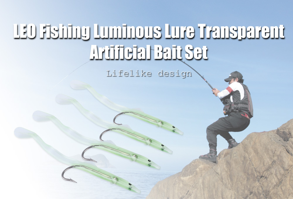 LEO Outdoor Fishing Luminous Lure Fish Transparent Artificial Bait Crankbait Tackle with Hook