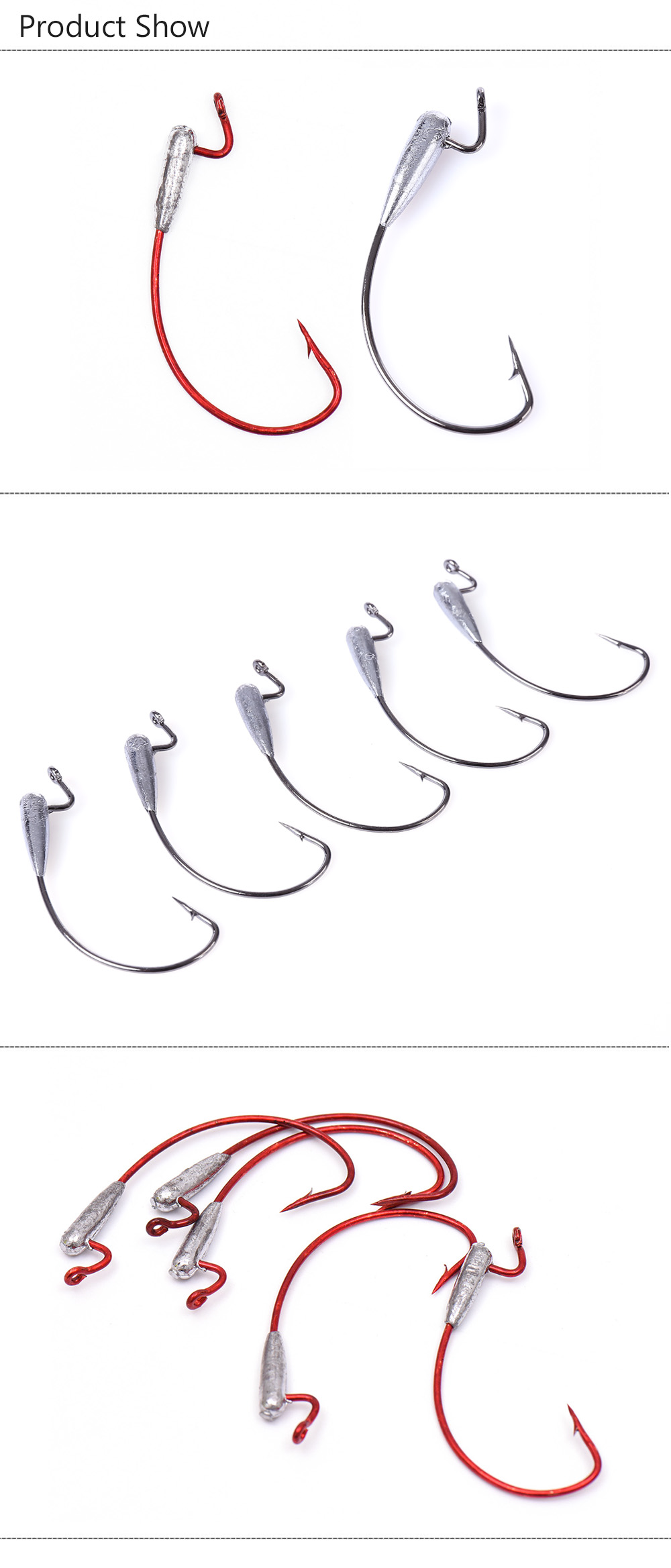LEO 5pcs Contorted Fishing Hook with Plumbum Head Carbon Steel Fishhook LEO 5pcs Contorted Fishing Hook with Plumbum Head Carbon Steel Fishhook