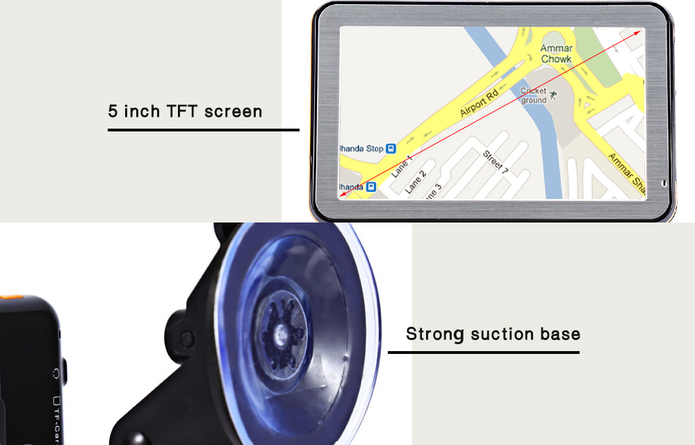5 inch Vehicle GPS Navigation TFT LCD Touch Screen Voice Guidance Multifunction Maps