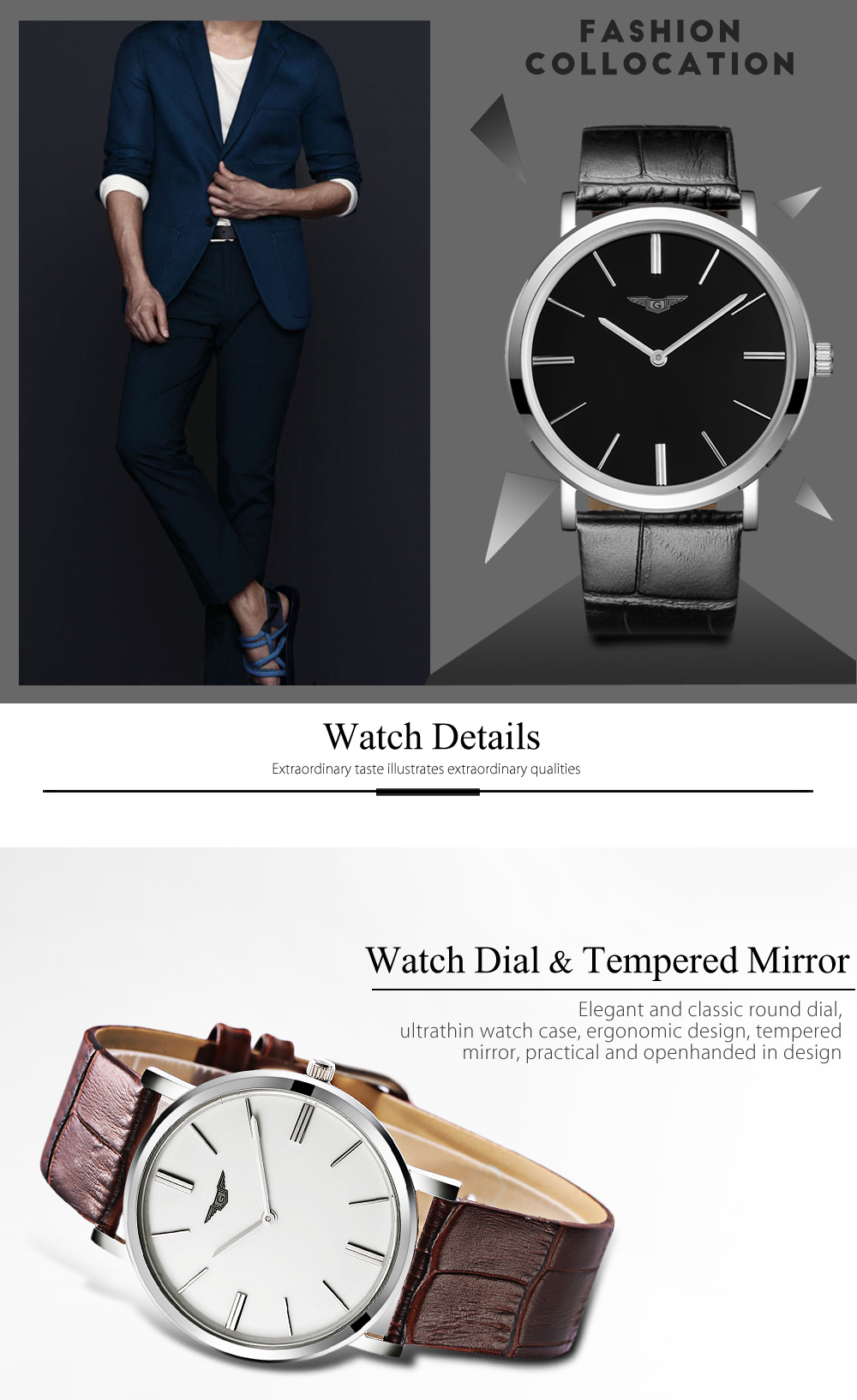 GUANQIN GS19029 Men Quartz Watch Ultrathin Watch Case Genuine Leather Band Wristwatch GUANQIN GS19029 Men Quartz Watch Ultrathin Watch Case Genuine Leather Band Wristwatch