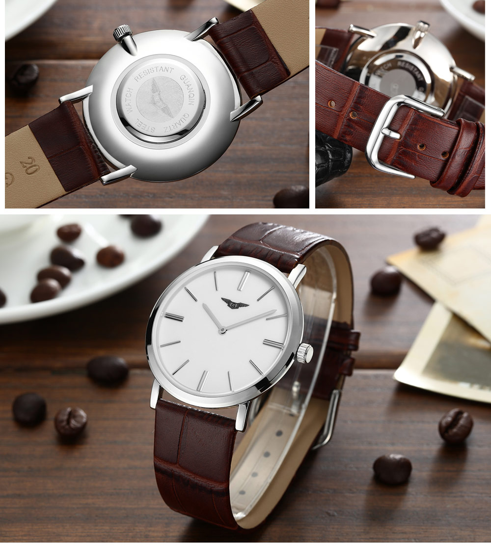 GUANQIN GS19029 Men Quartz Watch Ultrathin Watch Case Genuine Leather Band Wristwatch GUANQIN GS19029 Men Quartz Watch Ultrathin Watch Case Genuine Leather Band Wristwatch