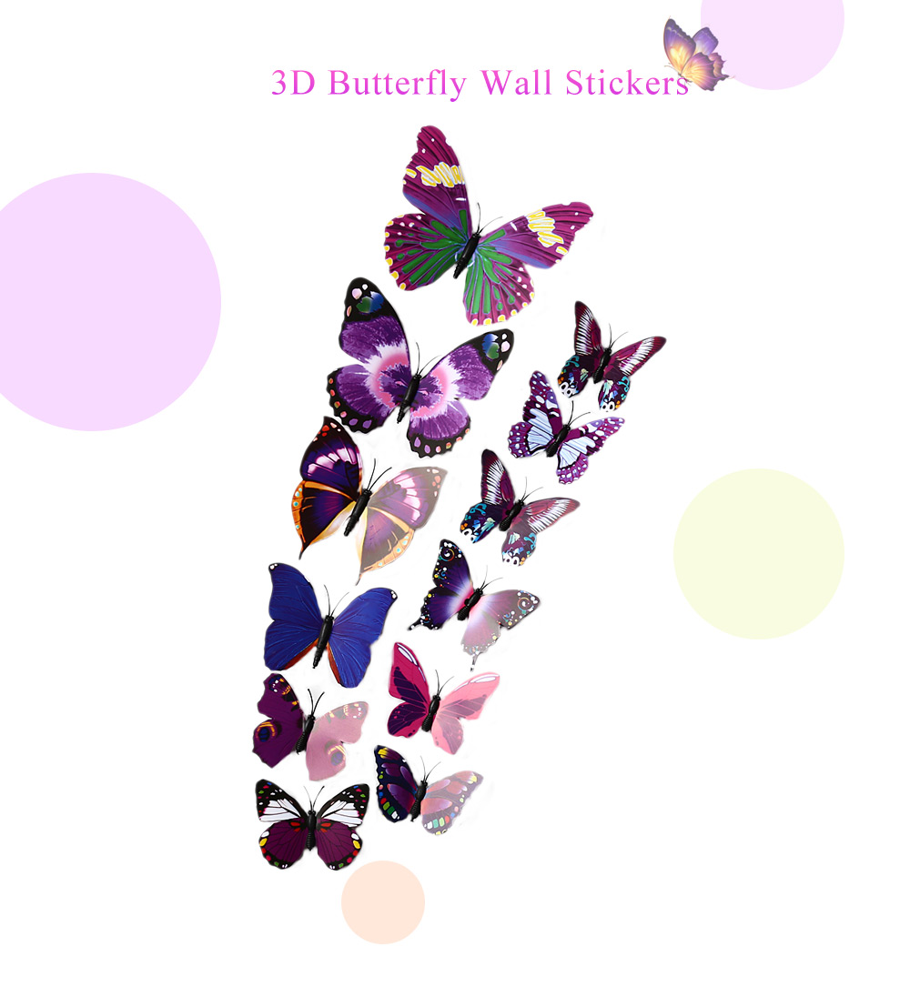 12pcs 3D Butterfly Wall Decor Stickers for Living Room Bedroom Office Decorations 12pcs 3D Butterfly Wall Decor Stickers for Living Room Bedroom Office Decorations