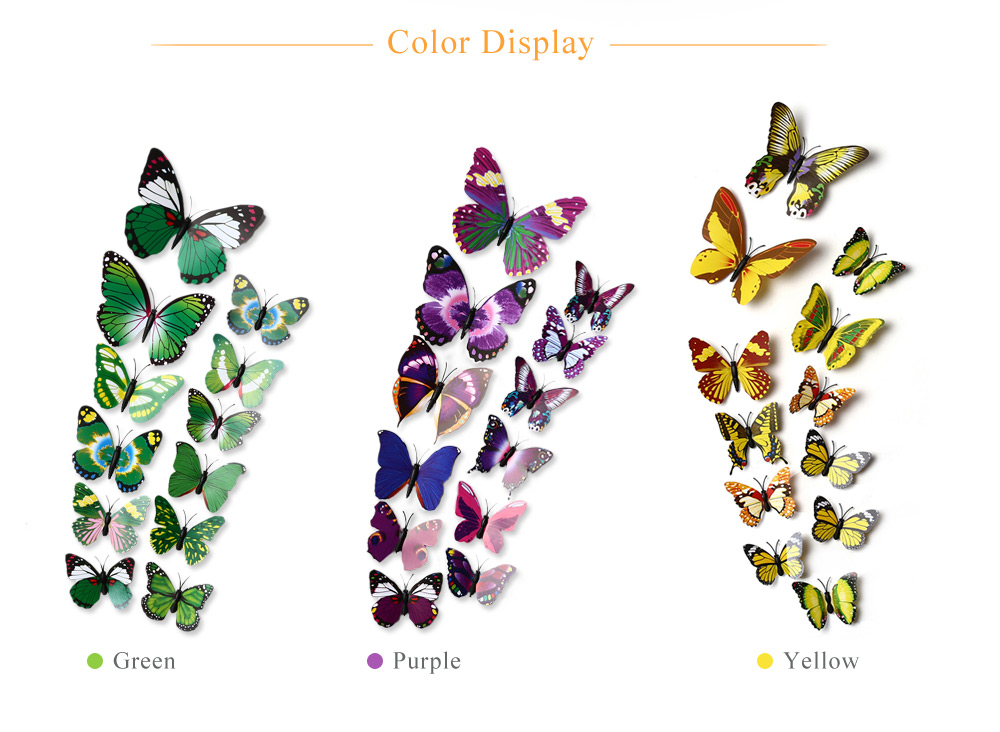 12pcs 3D Butterfly Wall Decor Stickers for Living Room Bedroom Office Decorations 12pcs 3D Butterfly Wall Decor Stickers for Living Room Bedroom Office Decorations
