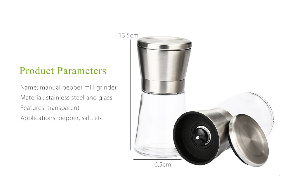 2pcs Stainless Steel Manual Salt Pepper Mill Grinder Kitchen Tool