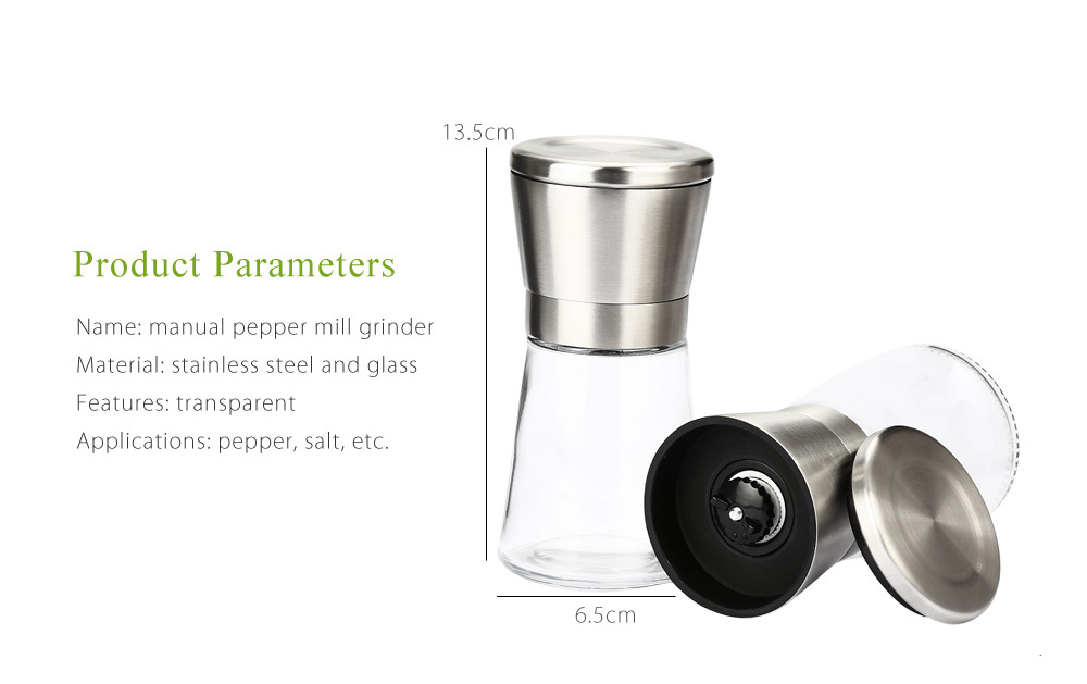 2pcs Stainless Steel Manual Salt Pepper Mill Grinder Kitchen Tool 2pcs Stainless Steel Manual Salt Pepper Mill Grinder Kitchen Tool