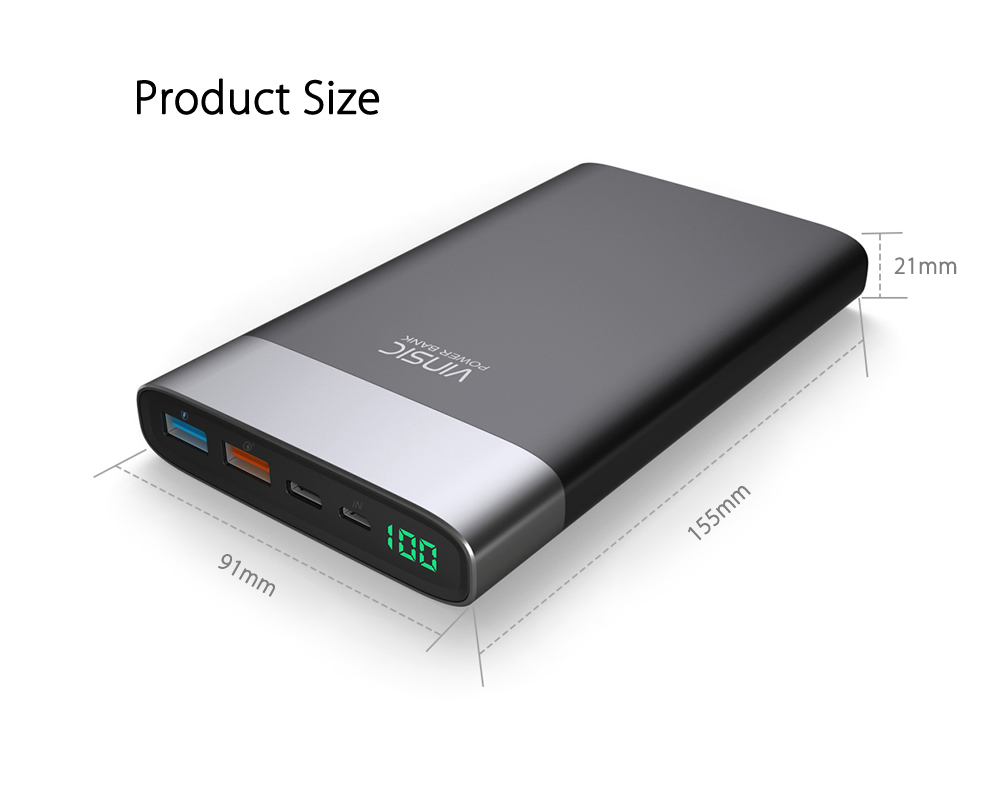 VINSIC VSPB303 QC 3.0 20000mAh Power Bank Type-C Micro USB Dual Input / Output VINSIC VSPB303 QC 3.0 20000mAh Power Bank Type-C Micro USB Dual Input / Output