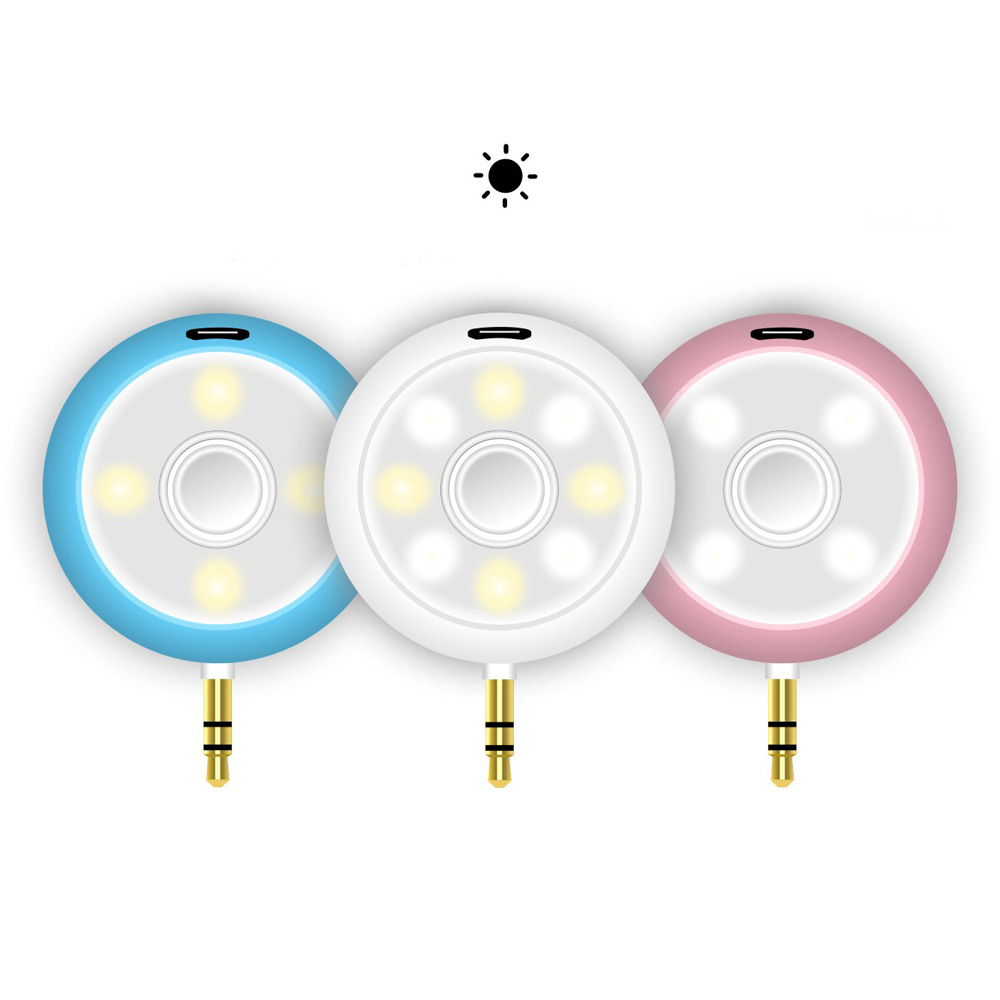 2 in 1 Mini 3.5mm Audio Speaker with 8 LED Selfie Flash Fill-in Light Spotlight Lamp