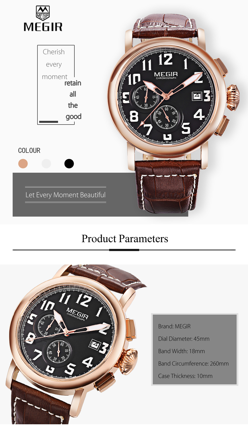 MEGIR ML2031 Male Quartz Watch Date Display Luminous Men Wristwatch MEGIR ML2031 Male Quartz Watch Date Display Luminous Men Wristwatch