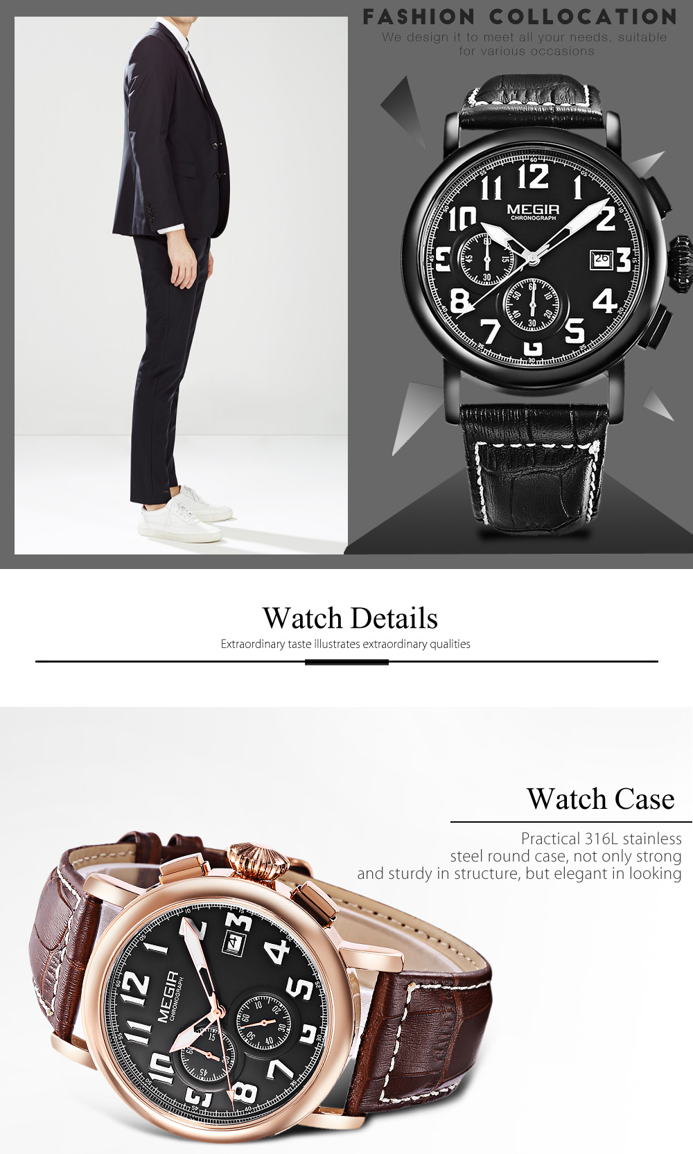 MEGIR ML2031 Male Quartz Watch Date Display Luminous Men Wristwatch MEGIR ML2031 Male Quartz Watch Date Display Luminous Men Wristwatch