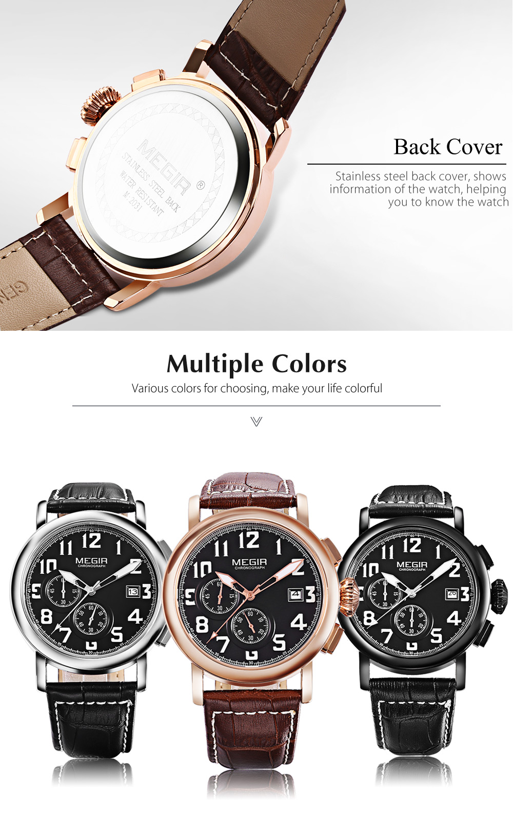 MEGIR ML2031 Male Quartz Watch Date Display Luminous Men Wristwatch MEGIR ML2031 Male Quartz Watch Date Display Luminous Men Wristwatch