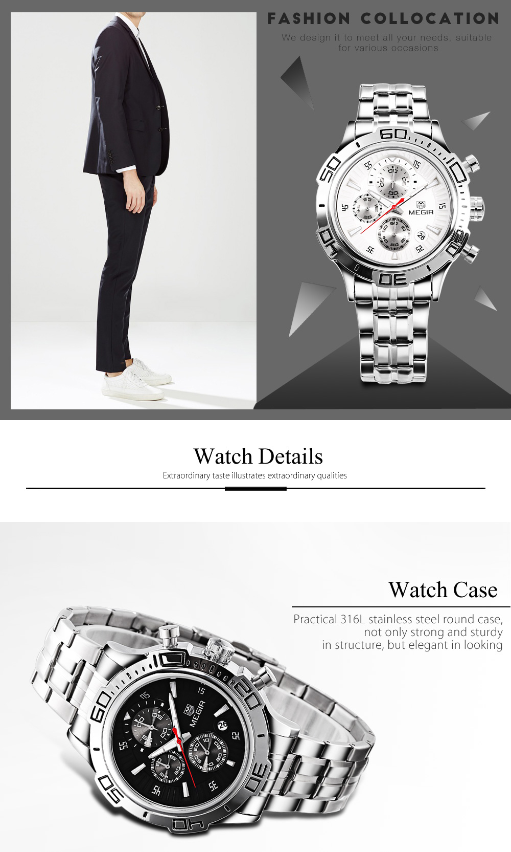 MEGIR ML2019 Male Quartz Watch Calendar Stopwatch Men Wristwatch MEGIR ML2019 Male Quartz Watch Calendar Stopwatch Men Wristwatch