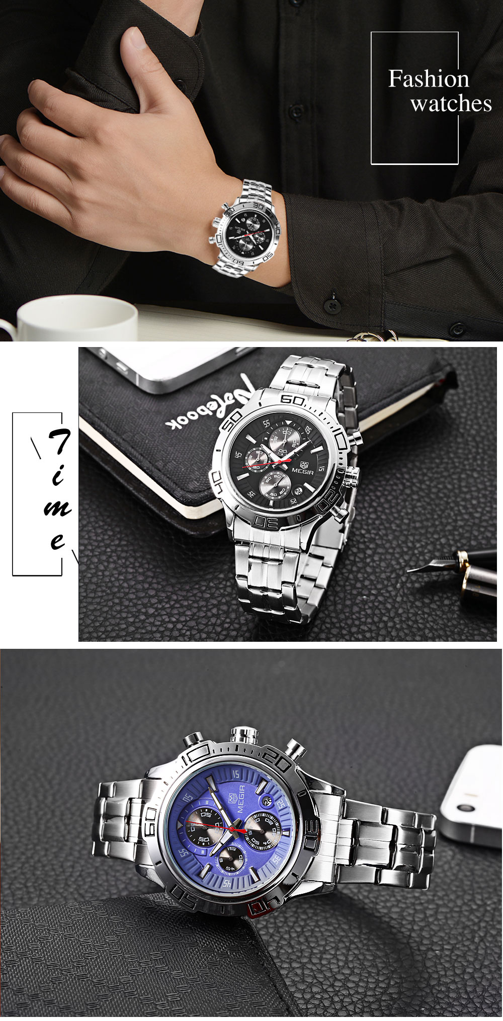MEGIR ML2019 Male Quartz Watch Calendar Stopwatch Men Wristwatch MEGIR ML2019 Male Quartz Watch Calendar Stopwatch Men Wristwatch