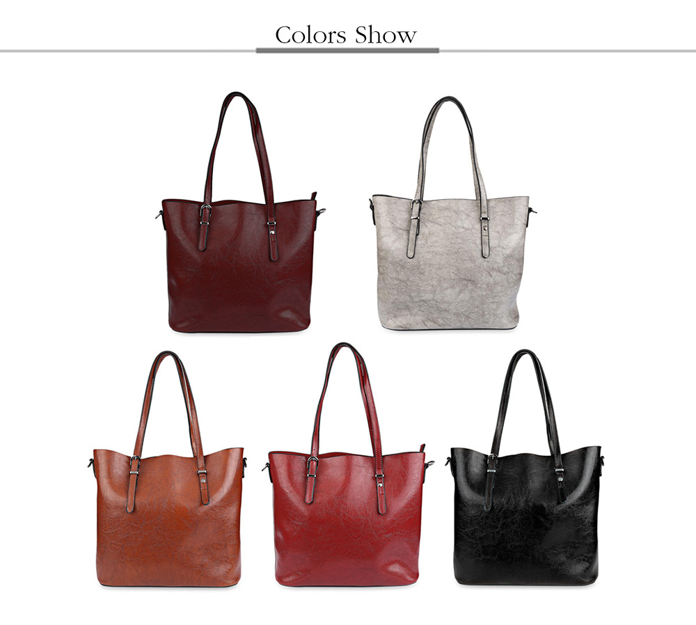 Classic Pure Color PU Waterproof Women Convertible Shopper Bag Classic Pure Color PU Waterproof Women Convertible Shopper Bag