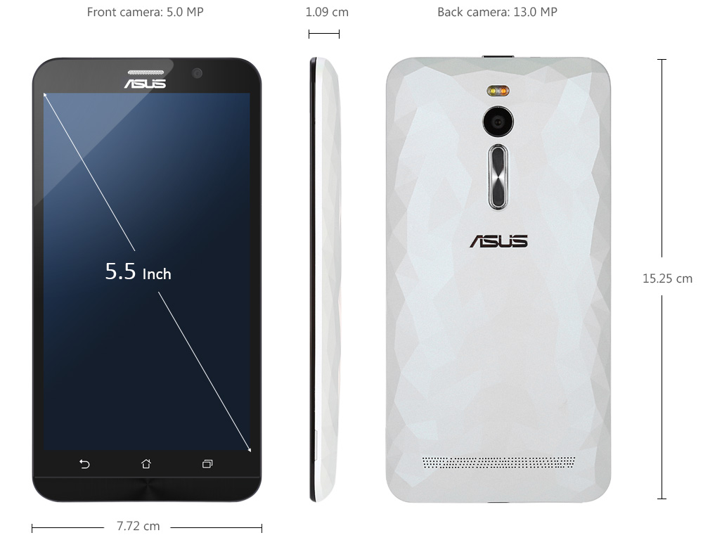 ASUS ZenFone 2 ( ZE551ML ) 5.5 inch FHD Screen Android 5.0 4G Phablet Intel Z3560 64bit Quad Core 1.8GHz 4GB RAM 16GB ROM 13.0MP + 5.0MP Dual Cameras