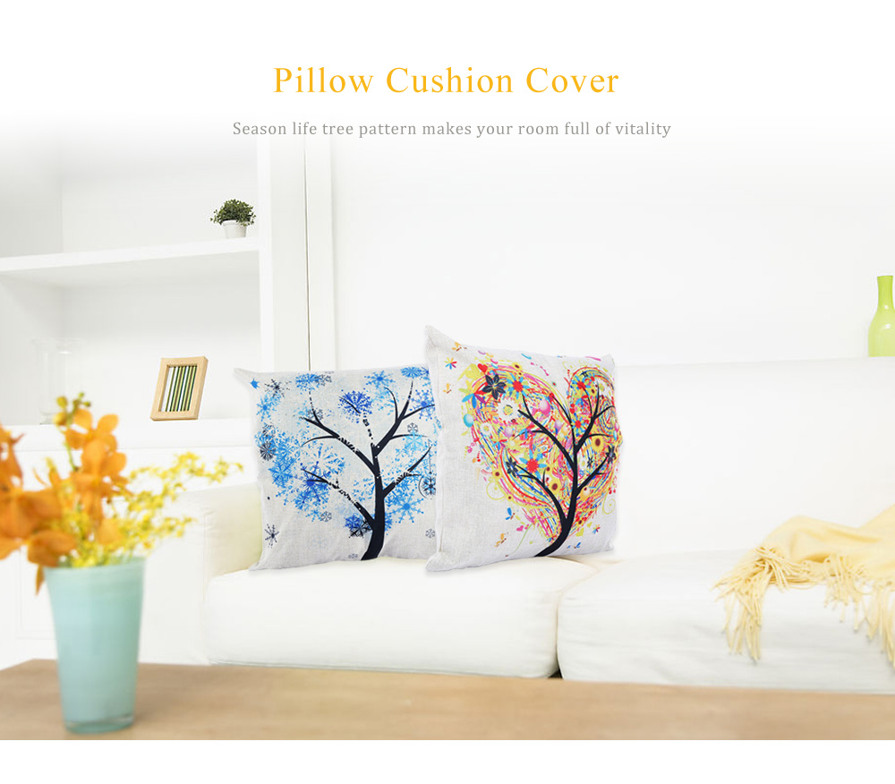 45 x 45CM Season Life Tree Cushion Cover Cotton Linen Pillow Case Home Decor 45 x 45CM Season Life Tree Cushion Cover Cotton Linen Pillow Case Home Decor